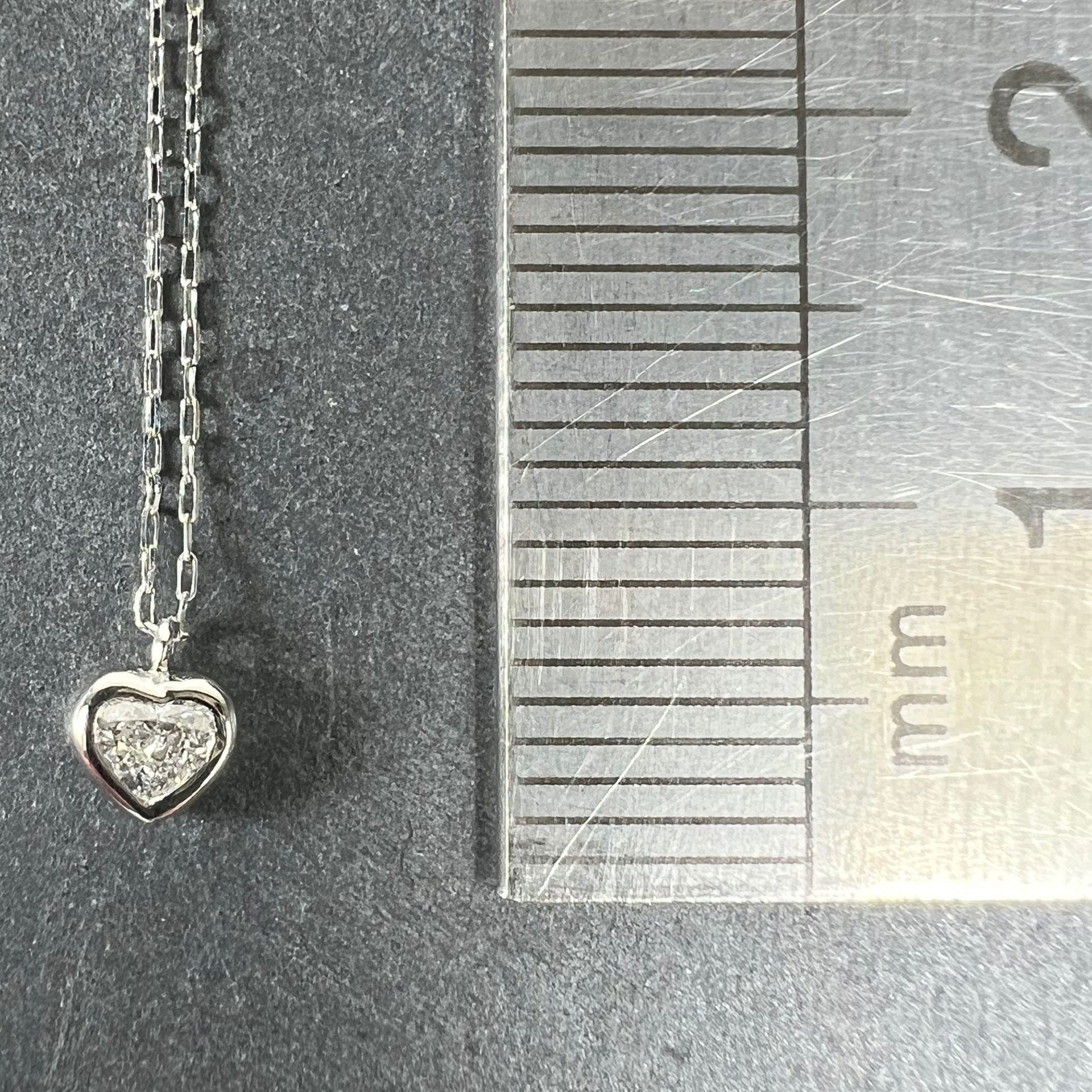 Heart-Shaped Diamond 0.14 Carat Platinum Charm Pendant Necklace