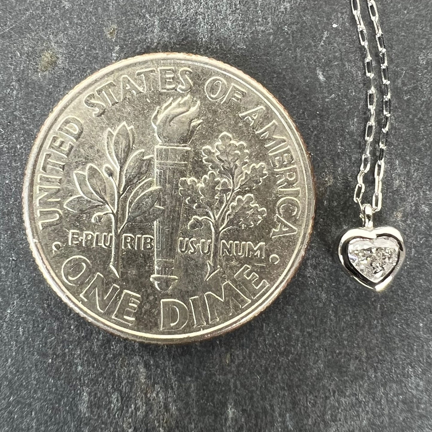 Heart-Shaped Diamond 0.14 Carat Platinum Charm Pendant Necklace