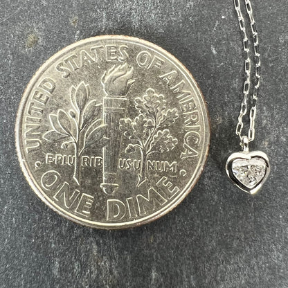 Heart-Shaped Diamond 0.14 Carat Platinum Charm Pendant Necklace