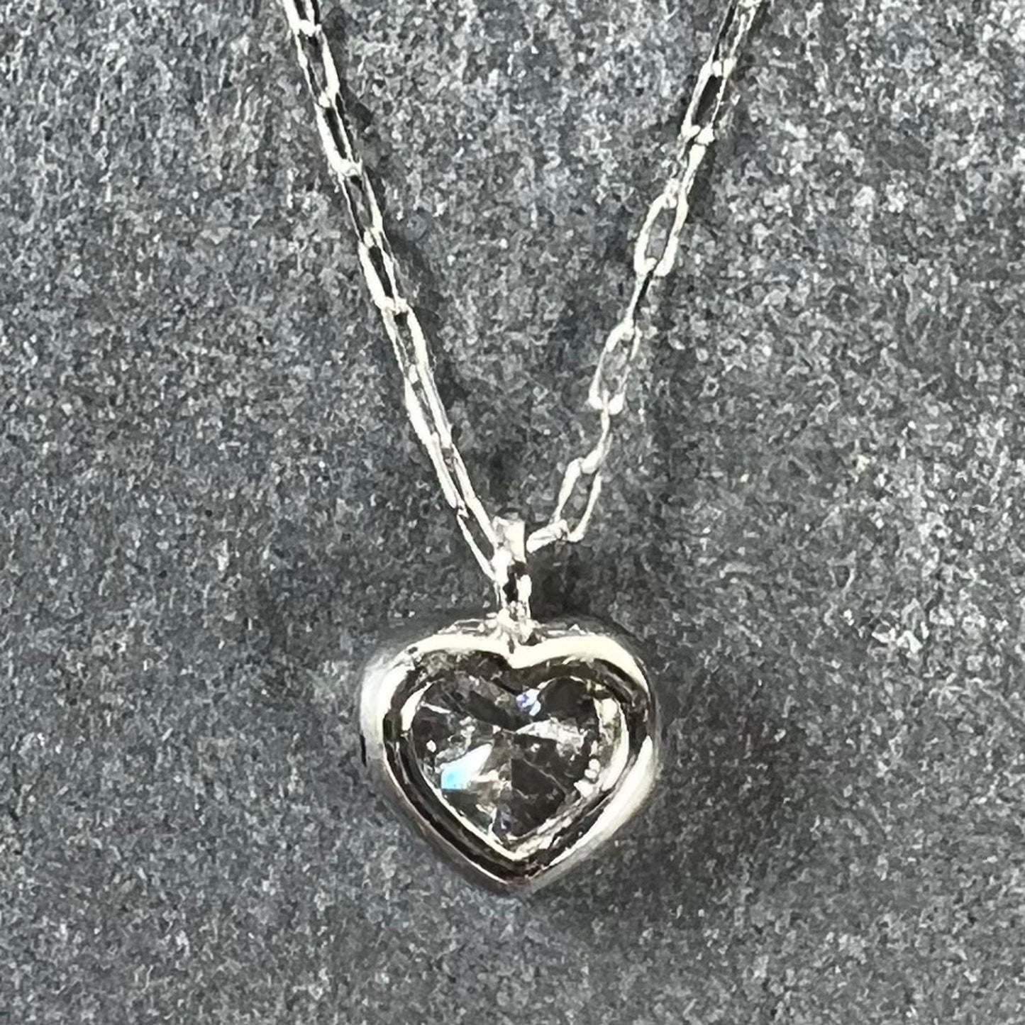 Heart-Shaped Diamond 0.14 Carat Platinum Charm Pendant Necklace