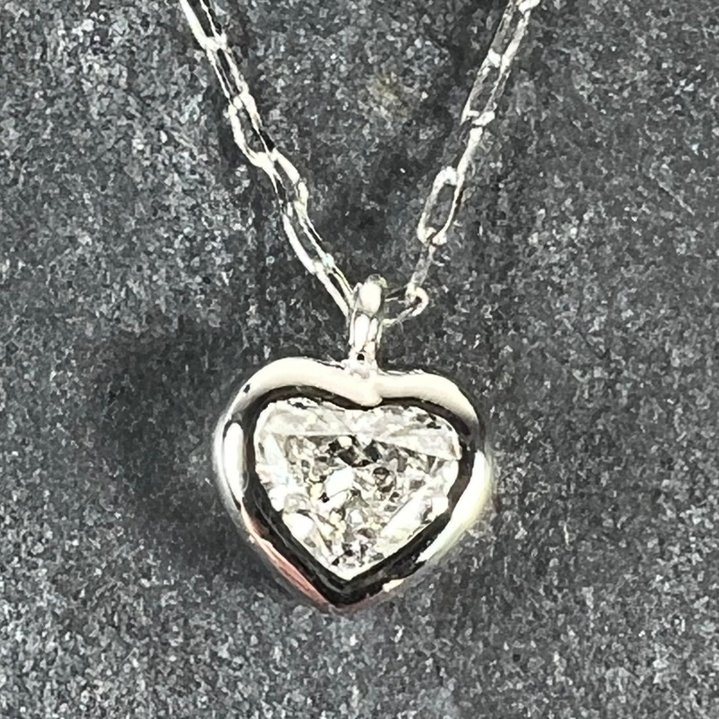 Heart-Shaped Diamond 0.14 Carat Platinum Charm Pendant Necklace