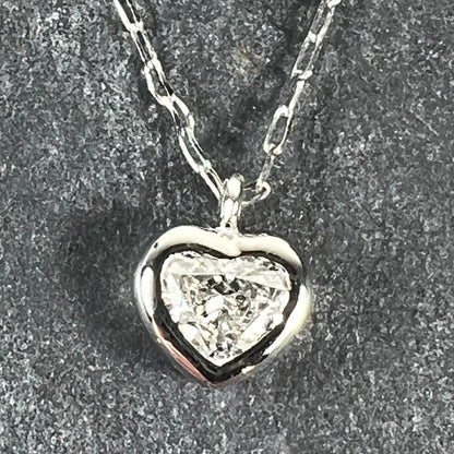 Heart-Shaped Diamond 0.14 Carat Platinum Charm Pendant Necklace
