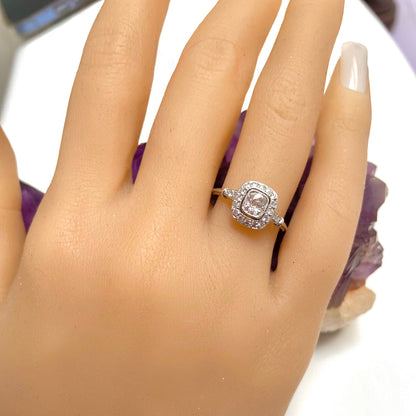 0.60ct Cushion Cut Diamond Cluster Engagement Ring