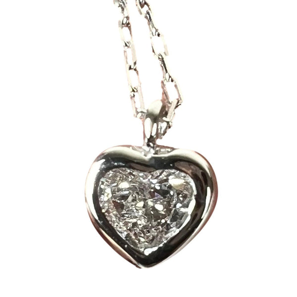 Heart-Shaped Diamond 0.14 Carat Platinum Charm Pendant Necklace