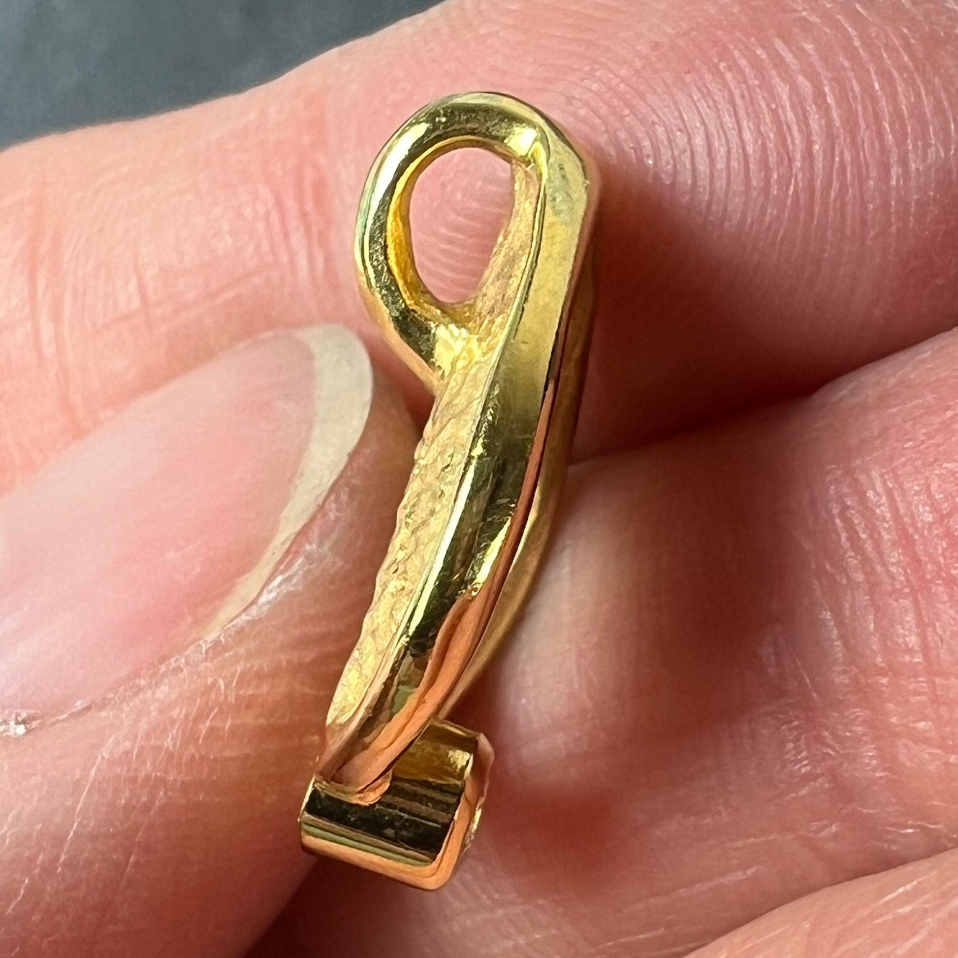 Vintage French 18 Carat Yellow Gold Diamond Abstract Leaf Pendant, 0.15 Carats