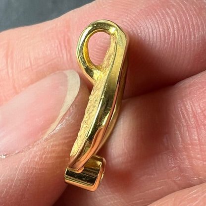 Vintage French 18 Carat Yellow Gold Diamond Abstract Leaf Pendant, 0.15 Carats