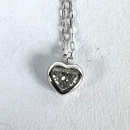 Heart-Shaped Diamond 0.14 Carat Platinum Charm Pendant Necklace