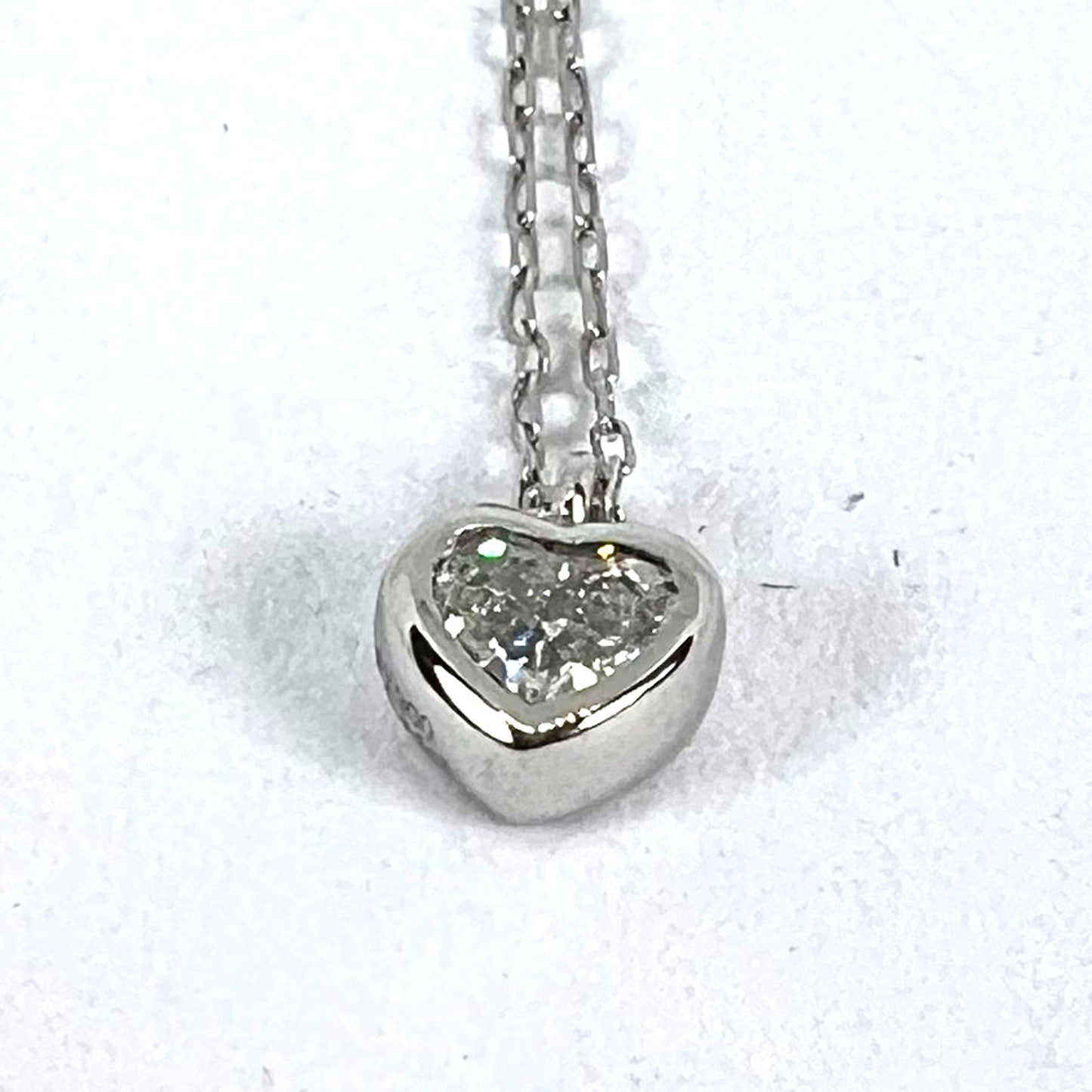 Heart-Shaped Diamond 0.14 Carat Platinum Charm Pendant Necklace