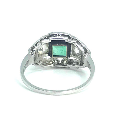 Antique Art Deco Emerald & Diamond Ring