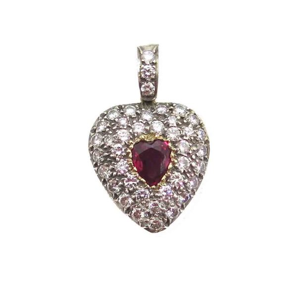Antique Ruby diamond heart pendant