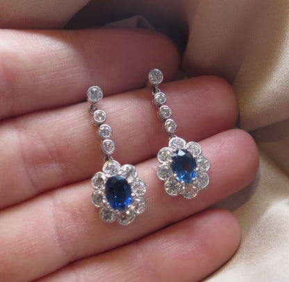 Sapphire and diamond drop earrings