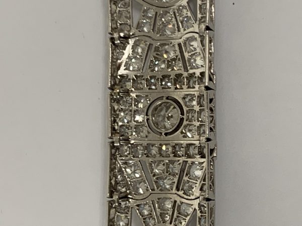 Antique Art Deco Diamond Panel Bracelet Platinum 25 carats 1930's