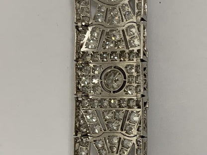 Antique Art Deco Diamond Panel Bracelet Platinum 25 carats 1930's