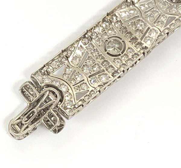 Antique Art Deco Diamond Panel Bracelet Platinum 25 carats 1930's