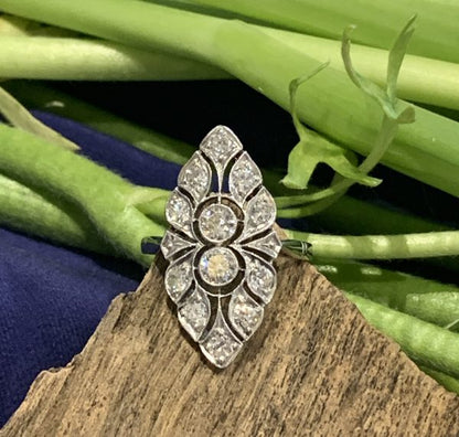 Art Deco diamond dress ring long dinner in antique box