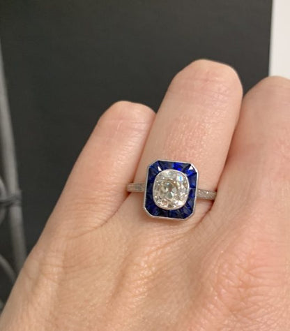 Art Deco antique sapphire engagememt ring