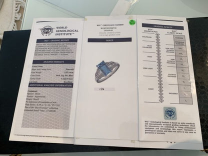 Emerald Cut Aquamarine and Diamond Dress Ring, Platinum