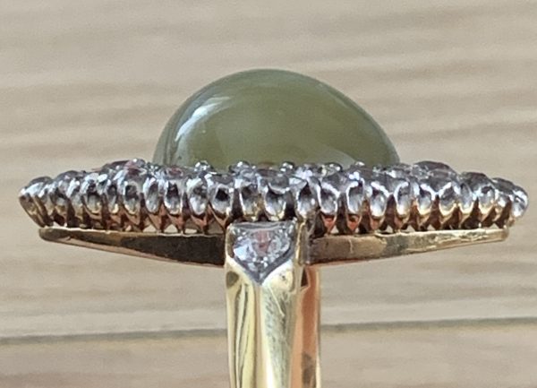 Antique Cats Eye Chrsyoberyl and diamond Cluster ring,