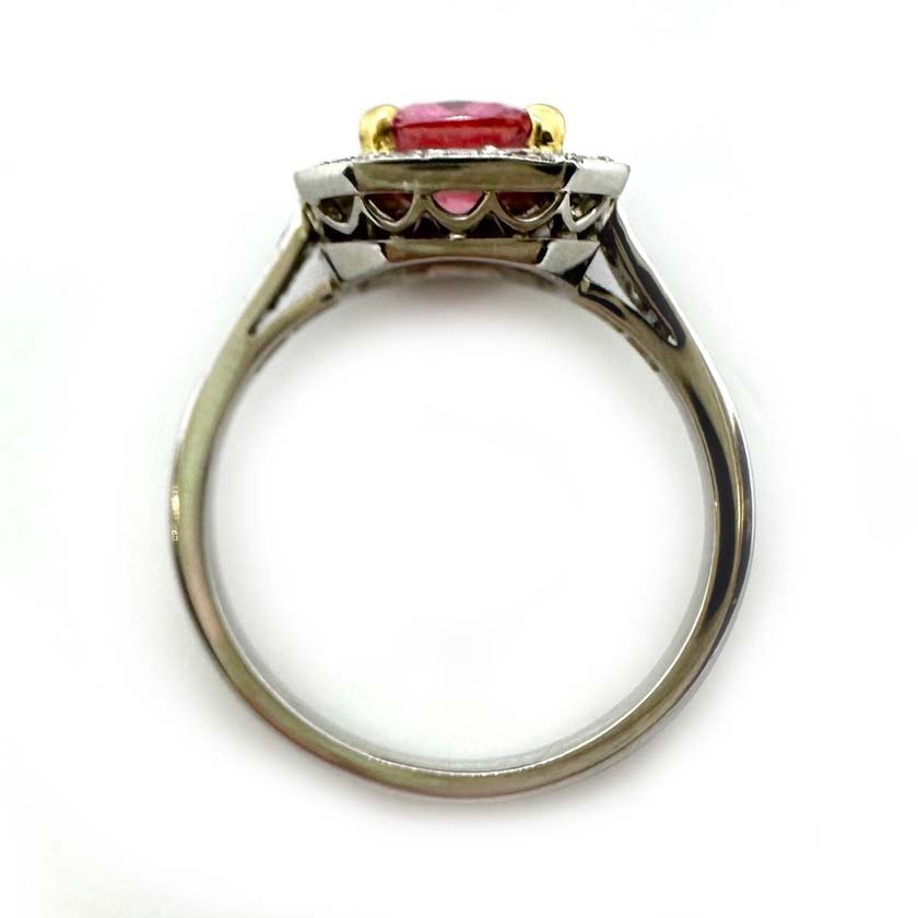 2.09ct Padparadscha Sapphire and Diamond Cluster Engagement Ring in Platinum