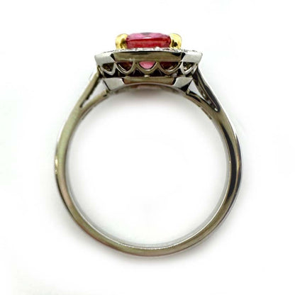 2.09ct Padparadscha Sapphire and Diamond Cluster Engagement Ring in Platinum