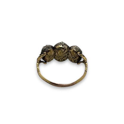 Antique Rose Cut Diamond Trilogy Ring in 18ct Gold and Silver