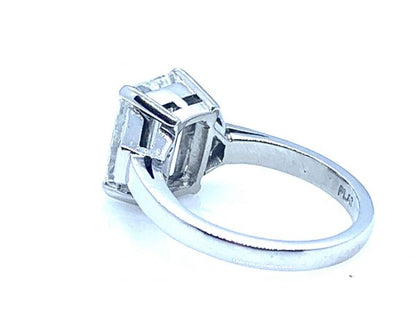 4 carat Emerald Cut Diamond Ring, Baguette Cut Shoulders