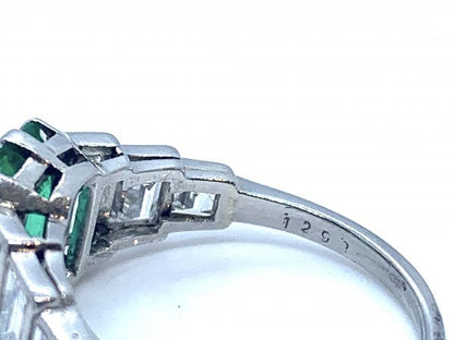 Art Deco Colombian Emerald and diamond ring, Platinum