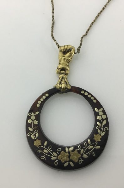 Antique French Napoleon III Tortoiseshell and Gold Pique Pendant