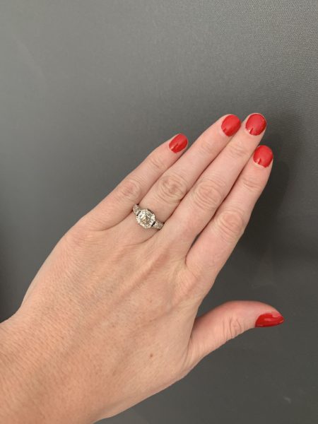 Art Deco Asscher Cut Diamond Ring, 3.25 Carats