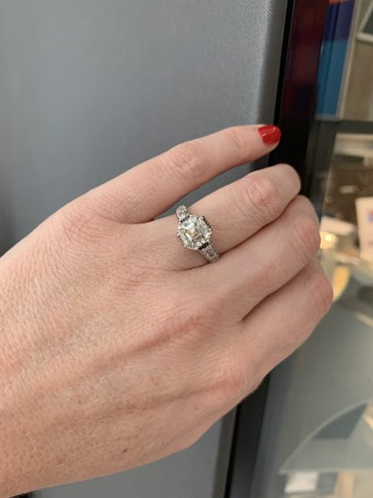 asscher cut diamond ring Art Deco 1920's
