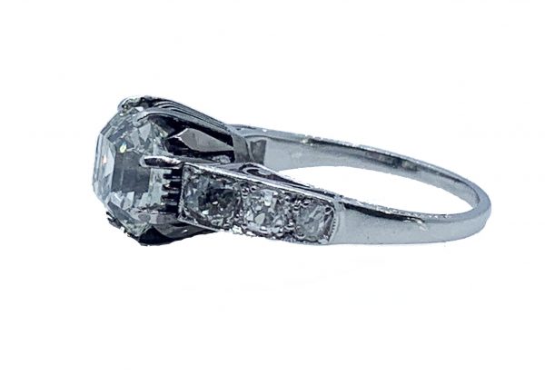 Art Deco Asscher Cut Diamond Ring, 3.25 Carats
