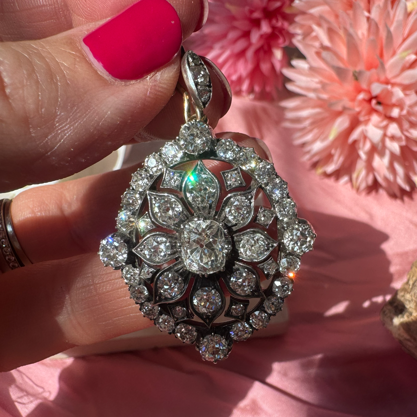 Antique Victorian 7.25ct Cushion Cut Diamond Pendant