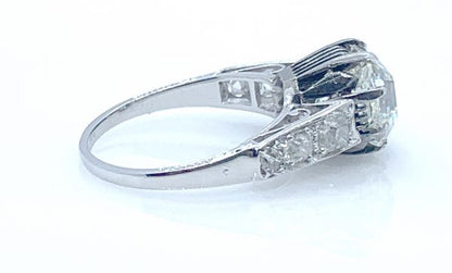 Art Deco Asscher Cut Diamond Ring, 3.25 Carats