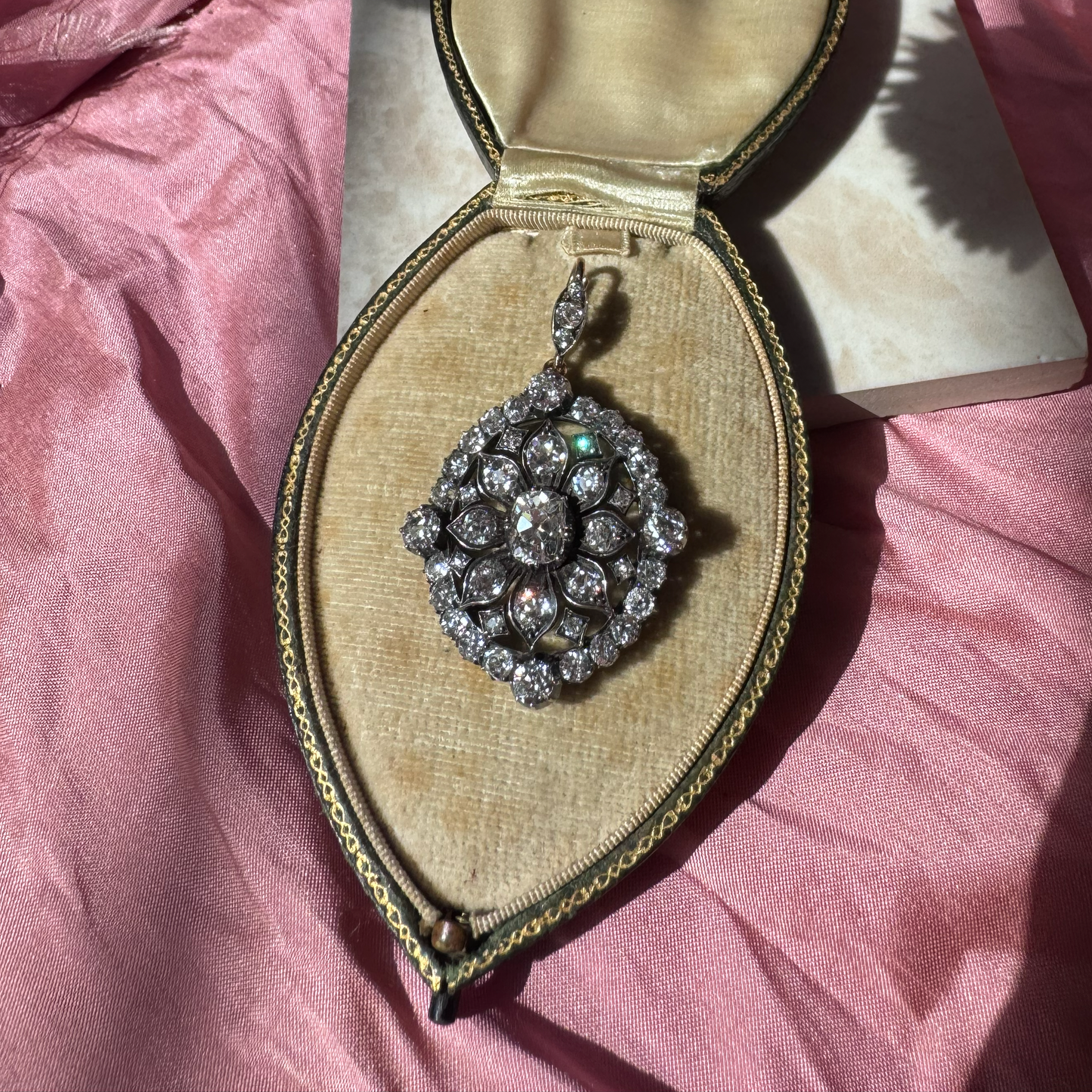 Antique Victorian 7.25ct Cushion Cut Diamond Pendant