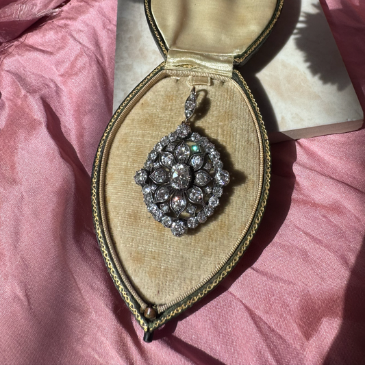 Antique Victorian 7.25ct Cushion Cut Diamond Pendant