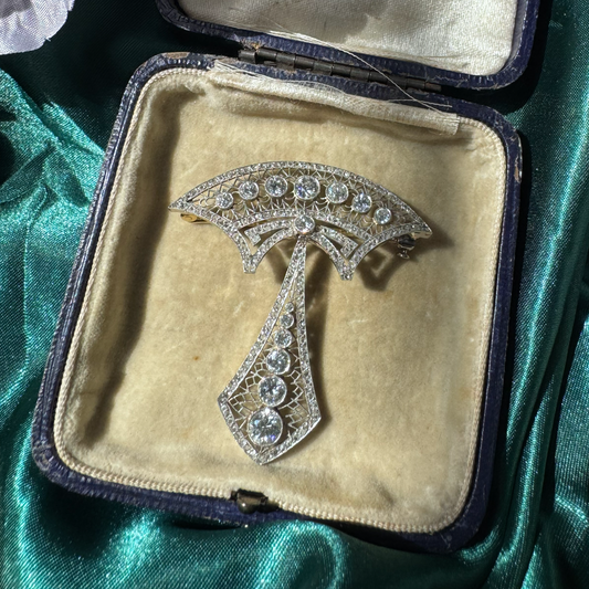 Antique Belle Epoque 3.4ct Old Cut Diamond Pendant come Brooch