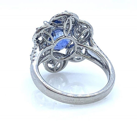 Sapphire and diamond flower ring
