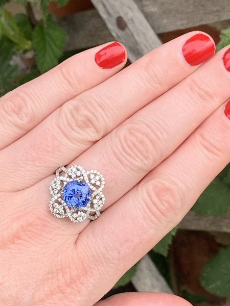 4.58cts Cornflower Blue Sapphire and Diamond Fancy Dress Ring