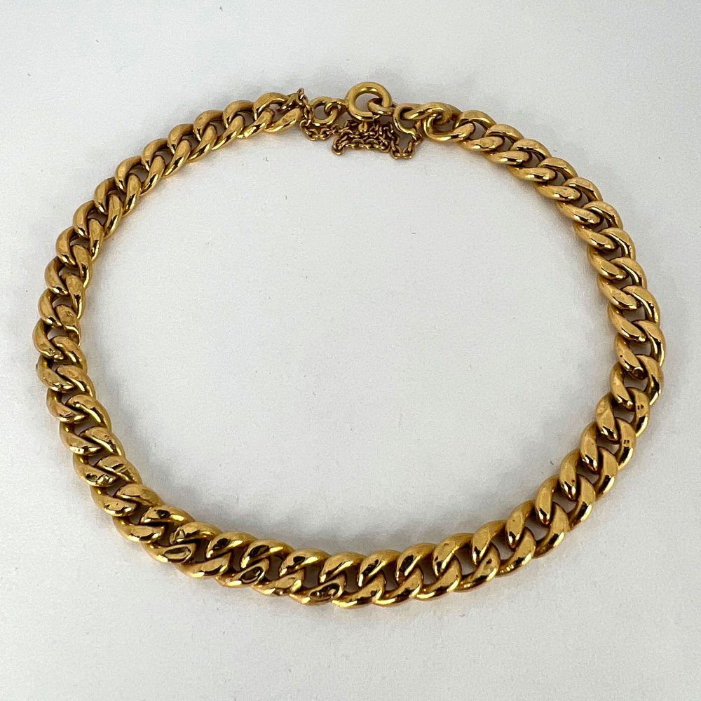 Vintage French 18ct Yellow Gold Curb Link Chain Bracelet