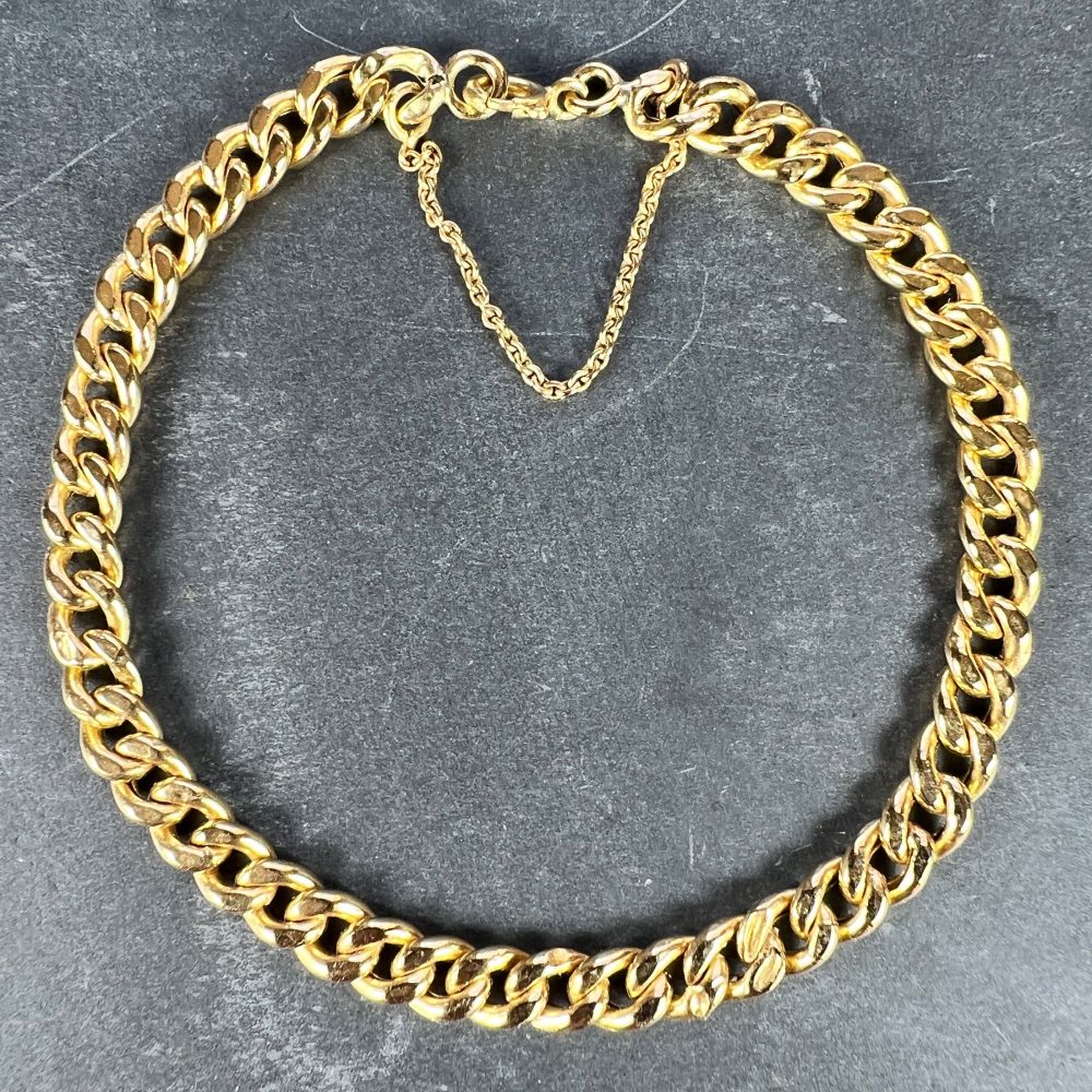 Vintage French 18ct Yellow Gold Curb Chain Bracelet