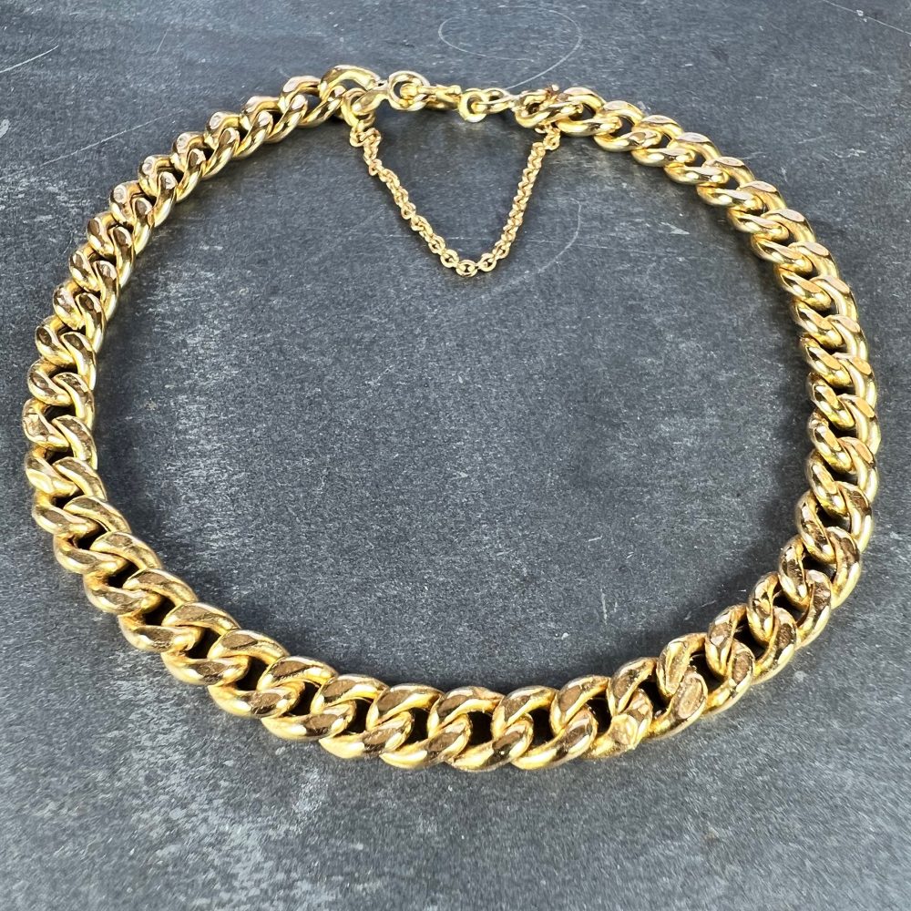 Vintage French 18ct Yellow Gold Curb Chain Bracelet
