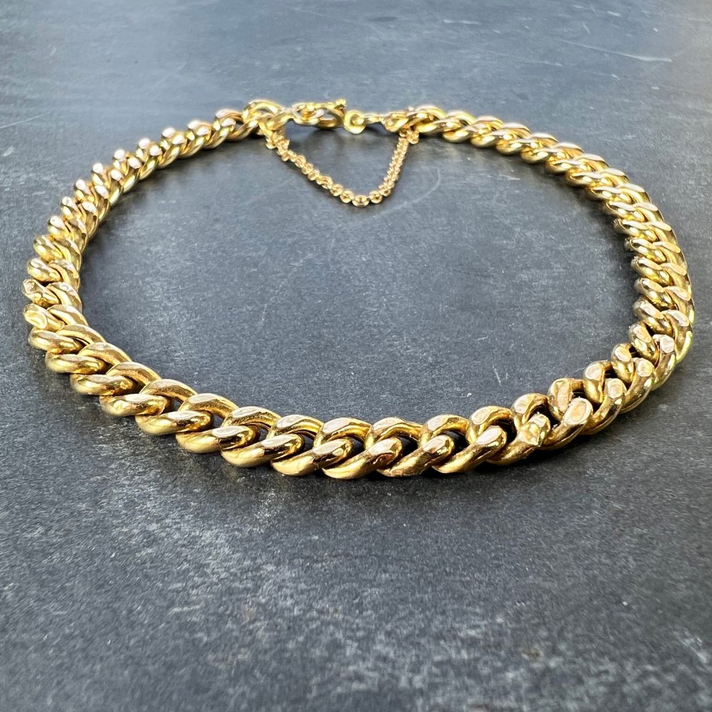Vintage French 18ct Yellow Gold Curb Chain Bracelet