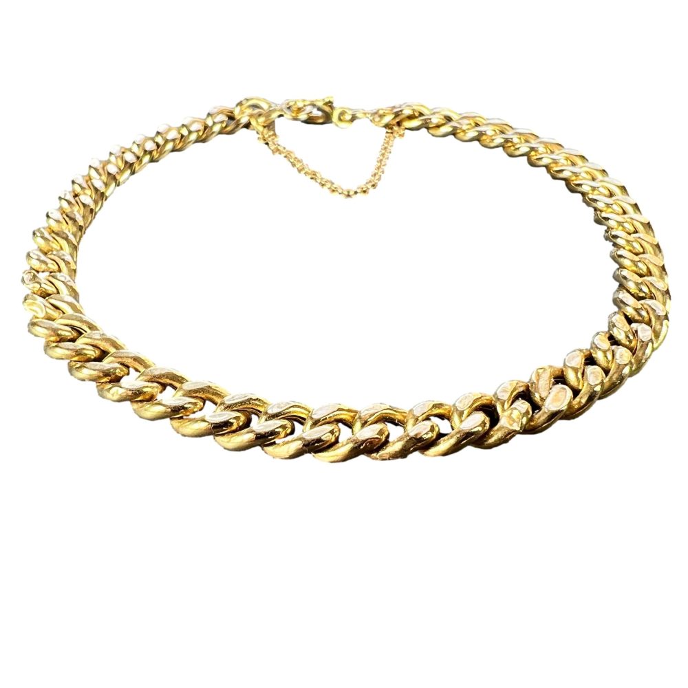 Vintage French 18ct Yellow Gold Curb Chain Bracelet