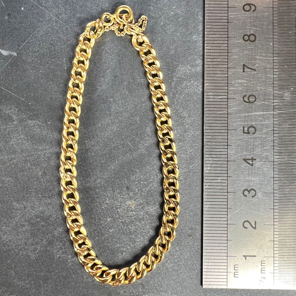 Vintage French 18ct Yellow Gold Curb Link Chain Bracelet