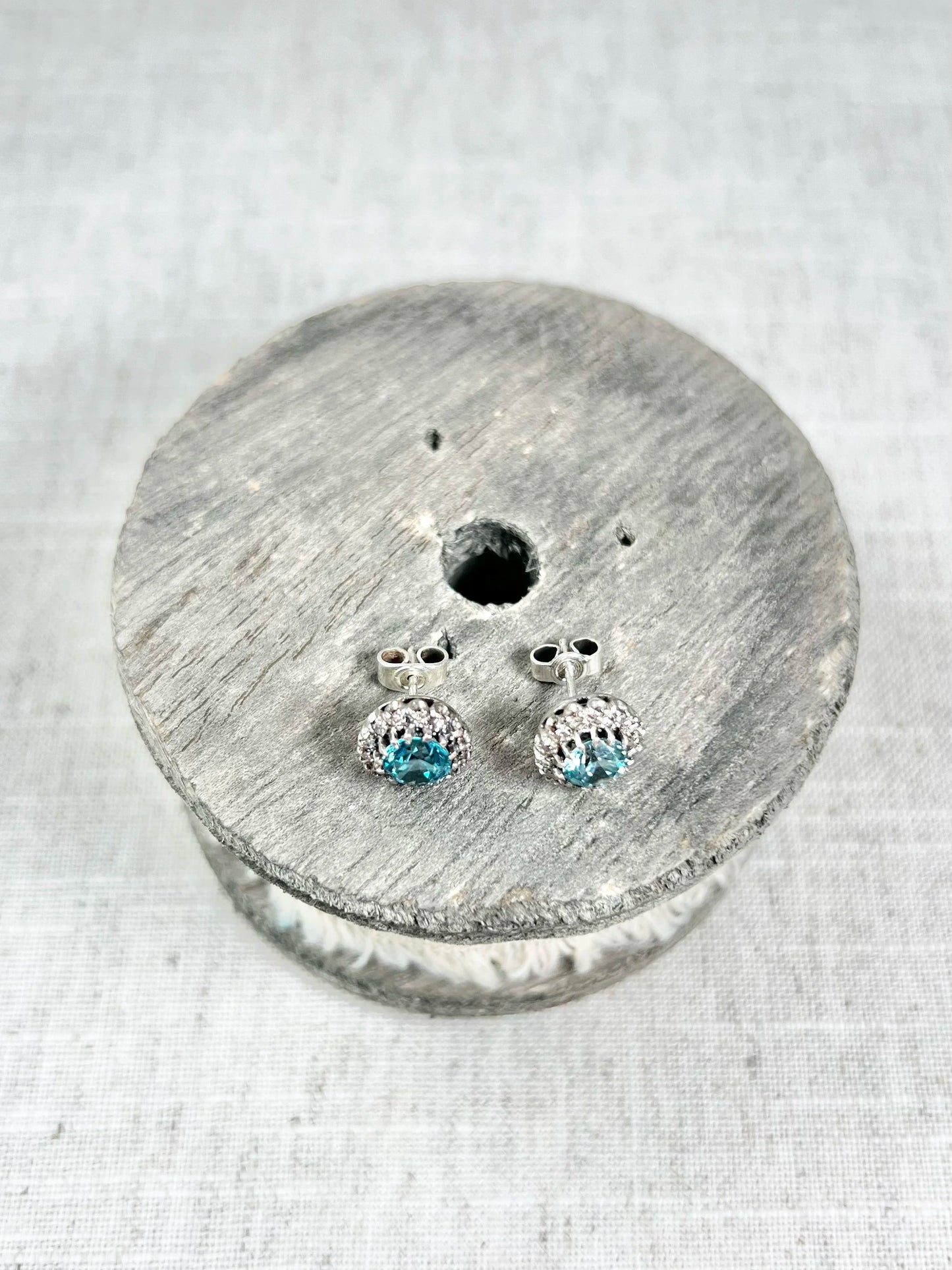 Antique 18 Carat White Gold, 1920's Faceted Zircon And Diamond Cluster Stud Earrings
