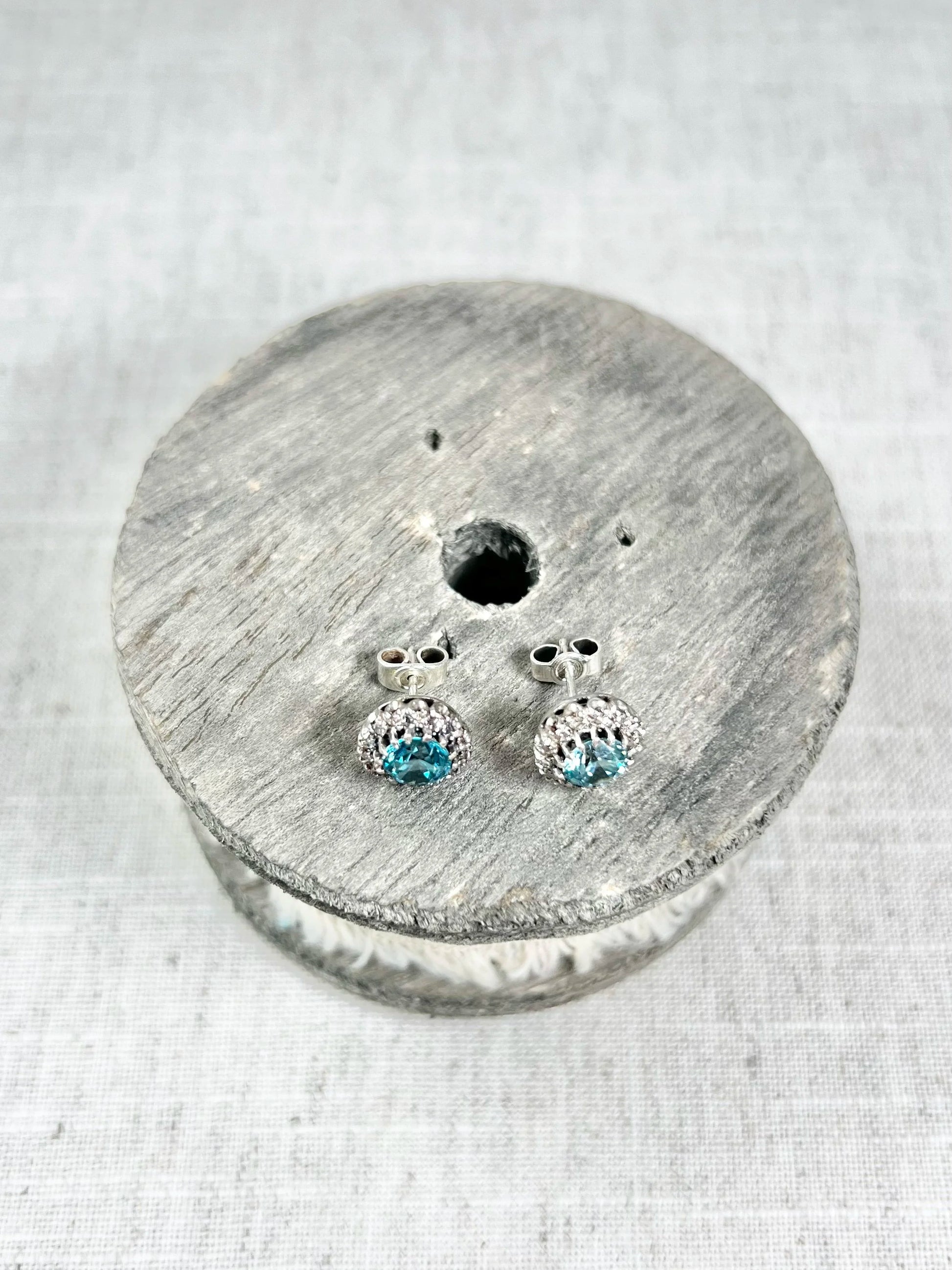 Antique 18 Carat White Gold, 1920's Faceted Zircon And Diamond Cluster Stud Earrings