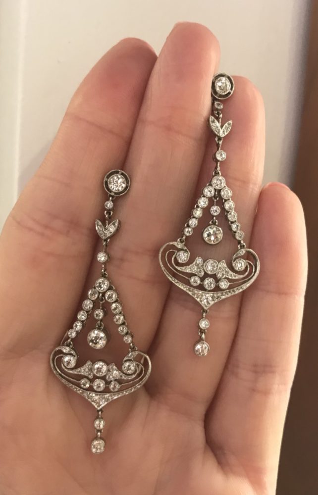 Chandelier Diamond Drop Earrings, Platinum