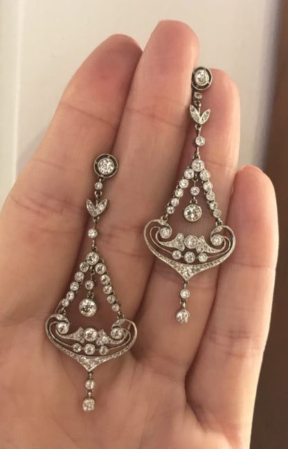 Chandelier Diamond Drop Earrings, Platinum