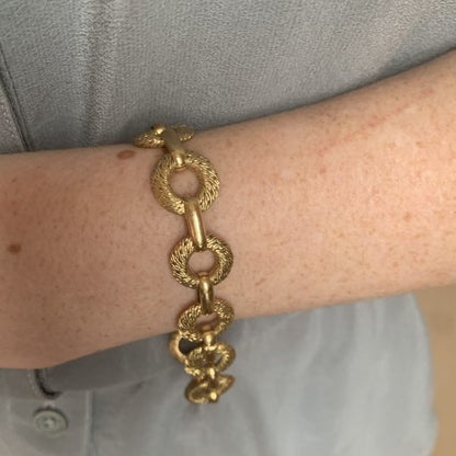 Vintage Georges Lenfant French 18ct Yellow Gold Textured Link Bracelet