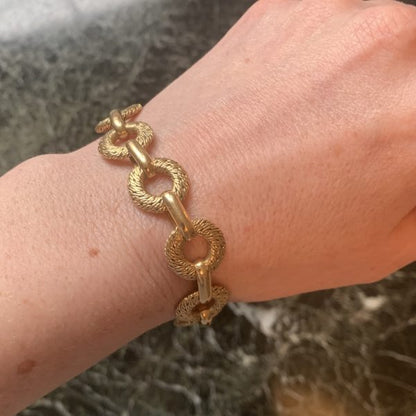 Vintage Georges Lenfant French 18ct Yellow Gold Textured Link Bracelet